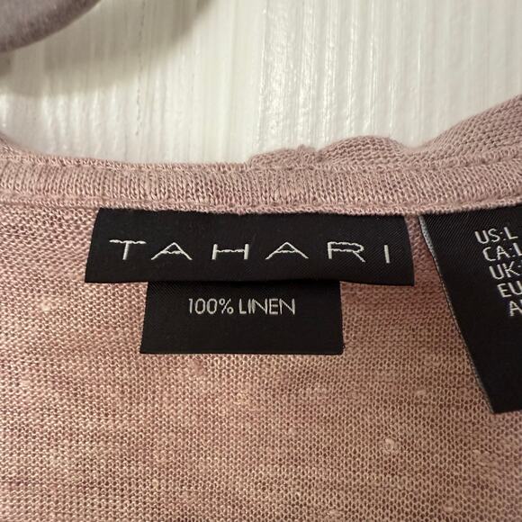 Tahari Women's Mauve100%Linen Hooded Open Front Light Jacket Top Size Large - Picture 8 of 13